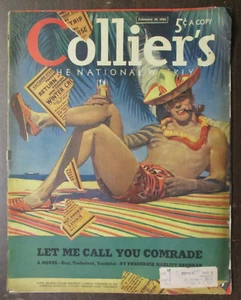 COLLIER'S NATIONAL WEEKLY MAGAZINE FEBRUARY 10, 1940 BEACH CRUISE VACATION ART - Picture 1 of 2