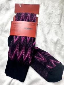 MISSONI for Target Knee-High Socks ZIGZAG Iconic Pattern Purples & Metallic NEW - Picture 1 of 9