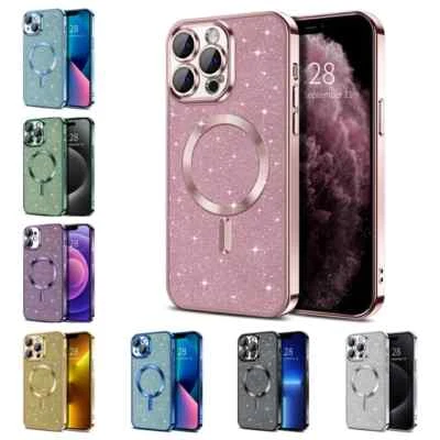 HÜLLE FÜR APPLE IPHONE SMARTPHONES Funda de lujo MagSafe brillante para iPhone 17 16 15 14 13 12 11 Pro Max Plus Case