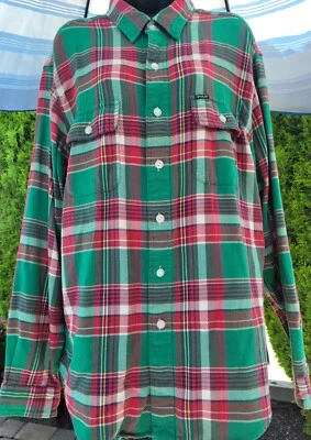 Polo Ralph Lauren Button Down Up Plaid Flannel Shirt XL Red Green Tartan Cotton - Image 1 of 4