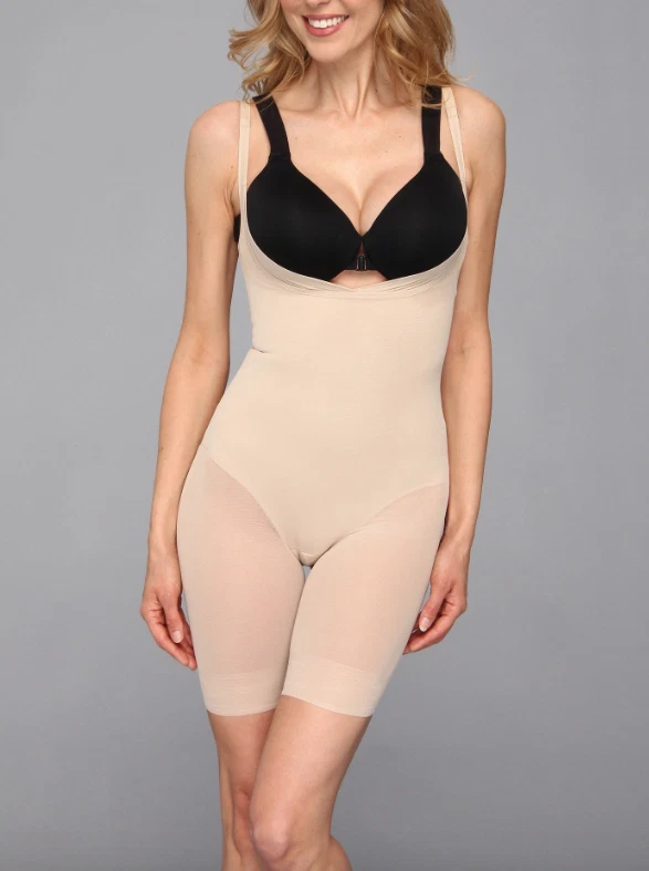 Miraclesuit Nude Extra Firm Sheer Shaping Open Bust Mid Thigh Slimmer XL 47109