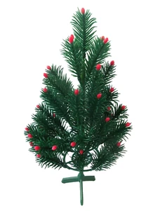 Vintage Kunststoff Weihnachtsbaum rote Beeren Miniatur Tischplatte Baum!  11 1/2" HOCH - Bild 1 von 5