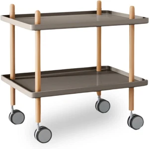 Double Layer End Table Trolley Side Table Nightstand Bedside w/ Shelves & Wheels - Picture 1 of 17