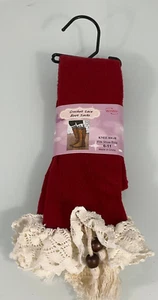 New WinWin Women's Crochet Lace Boot Knee Socks Red Tassels Size 6-11 - Picture 1 of 6