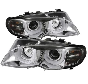 Spyder BMW 3-Series E46 4Dr 2002-2005 Projector Chrome Headlights Pair 1pc - Picture 1 of 5