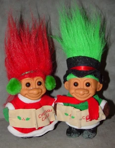 2 Muñecas Troll 4 1/2" Russ Villancicos Navidad - Imagen 1 de 1