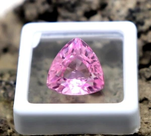 Certified Pink Spinel Trillion Cut 10ct Faceted Mined Spinel For Making Jewelry - Picture 1 of 7