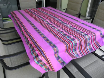 New From Peru Andean Cotton Table Cloth Table Cover 80x47" Fuchsia - Image 1 of 2