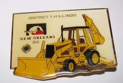 Retroexcavadora Caterpillar Cat tractor cargador sombrero solapa pin 1986 1-H Lions Club Orleans Foto 1 de 2