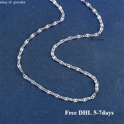 Collar de eslabones de cadena con labio mariposa de platino puro 950 para mujer 17,7 pulgadas 3,43-3,63 g Foto 1 de 4