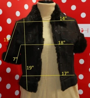 RABBIT FUR sz XS jacket vest leather women - Image 1 of 4