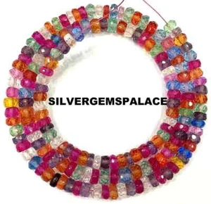 5mm Rondelle Natural Multi Sapphire Faceted Beads Multi Sapphire Gemstone Beads. - Picture 1 of 10