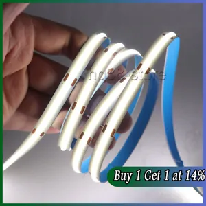 12V High Density COB LED Strip Lights Flexible Tape Rope Cabinet Kitchen Light - Picture 1 of 17