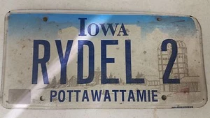 EXPIRED IOWA Pottawattamie County License Plate RYDEL 2 - Picture 1 of 1