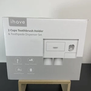 iHave Toothbrush Holders for Bathrooms, 2 Cups Toothbrush Holder Wall Mounted - Picture 1 of 3