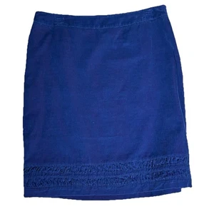 Boden Women’s Size 10L Blue Lined Corduroy Knee Length Skirt Double Ruffled Hem - Picture 1 of 7