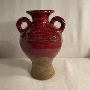 Southern Living Verona Red Glaze Decorative Tuscan Urn Vase Stoneware W/ Handles - Picture 1 of 5