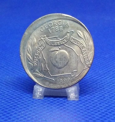 1999 P Georgia State Quarter Error - Off Center Broadstrike - Image 1 of 2