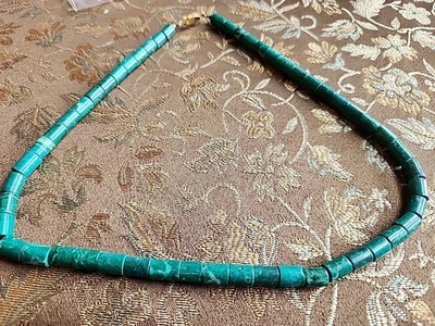 Handmade Natural Green Turquoise Beads Chain  22"  Necklace #45 - Image 1 of 4