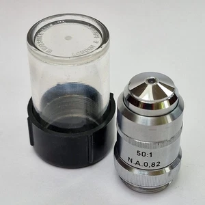 Hertel & Reuss Kassel 50x n.a.0.82 Spring Tip Microscope Objective Excellent - Picture 1 of 16