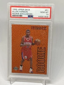ALLEN IVERSON 1996 UD Rookie Exclusives #R1 ROOKIE RC PSA 10 GEM MINT HOF - Picture 1 of 4