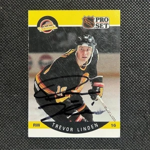 1990-91 Pro Set #299 Trevor Linden Vancouver Canucks SU CARTA AUTO - Foto 1 di 2