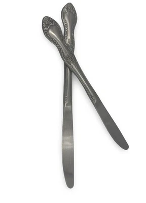 Juego de 2 cuchillos de cena florales vintage Reed & Barton Rebacraft Japón 18/10 Foto 1 de 4