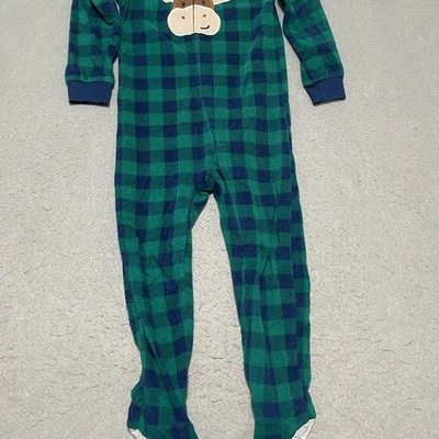Kids Headquaeters One Piece Pajama Green and Blue Checkered Kids Size 5T - Image 1 of 3