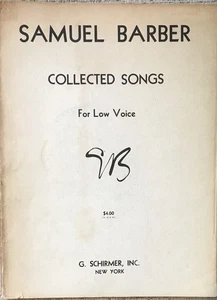 SAMUEL BARBER " COLLECTED SONGS " LOW VOICE PB VG 28 SONGS - Picture 1 of 1