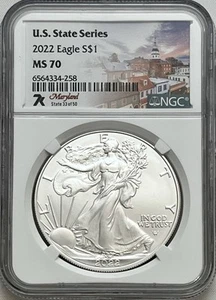 2022 Silver Eagle US State Series Maryland NGC MS 70 - Picture 1 of 4