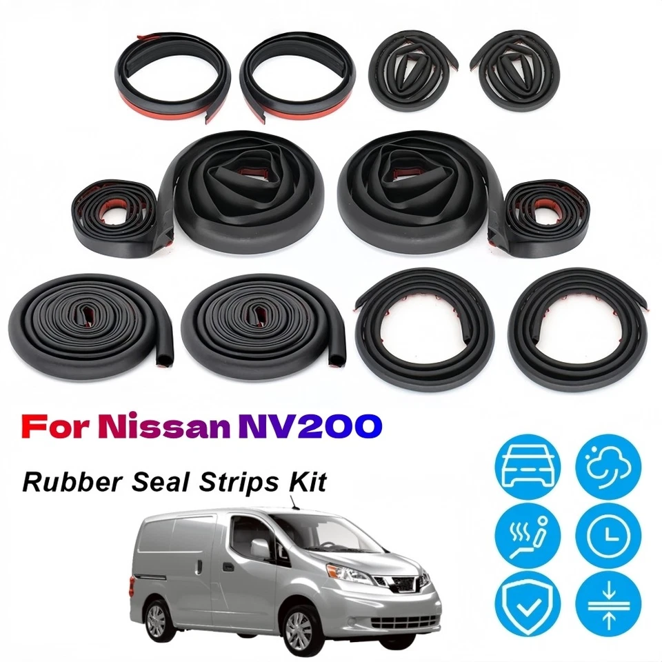 Tiras de sellado de goma para puerta aire climático viento reducción de ruido moldura para Nissan NV200 Foto 1 de 4
