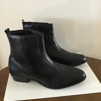 Vestido Stacy Adams Santos Botas Couro Preto Zíper Lateral Tamanho 13 Masculino - Imagem 1 de 4