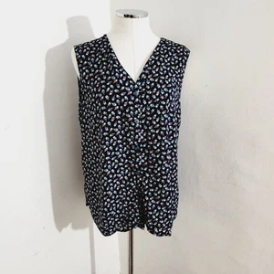 Vintage L.L. Bean Blue Floral Button Down V-Ausschnitt Damengröße 14 - Bild 1 von 6