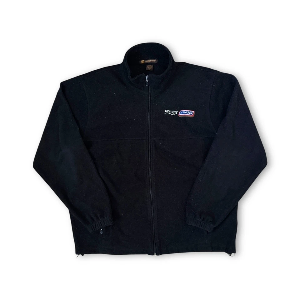 Harriton Creamy Snickers Embroidered Fleece Jacket Black Men’s Large Full Zip Pr - Image 1 of 4