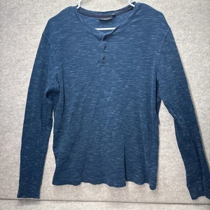 Marc Anthony Henley Meliertes Blau Hemd Langarm Oberteil Herren Medium Slim Fit - Bild 1 von 2