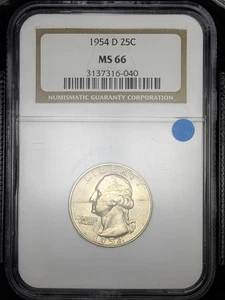1954-D 25C NGC MS 66 Silver Washington Quarter [040] - Picture 1 of 14