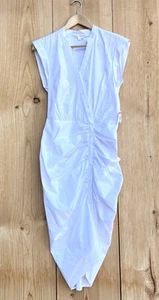 Veronica Beard NWT White Ruched Front Poplin Shirt Dress Sz 4 - Picture 1 of 6