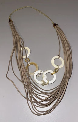 J. Jill ~ Collar Multihilo Cuero Tostado/Crema Foto 1 de 4