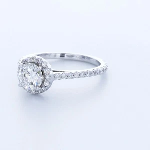 1.8CT LAB-CREATED DIAMOND D/VVS2 ROUND CUT 14K WHITE GOLD PRONG HALO ACCENT RING - Picture 1 of 3