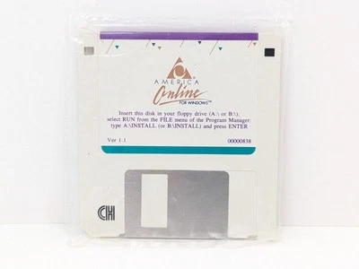 America Online AOL 3.5” Floppy Disk Ver 1.1 Windows PC Original Installer 1993  - Image 1 of 4