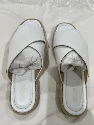 New Michael Kors Linden Slide Flat slip-on crisscross espadrille platform sandal - Image 1 of 4