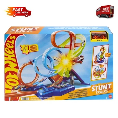 Hot Wheels Action 4-Loop Crash Out Track Set Motorizado Booster Escala 1:64 Coche de Juguete Foto 1 de 4