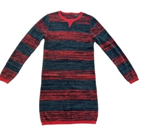Excellent CATIMINI Paris Knit Dress Girls 16 Red Black Stripes - Picture 1 of 8