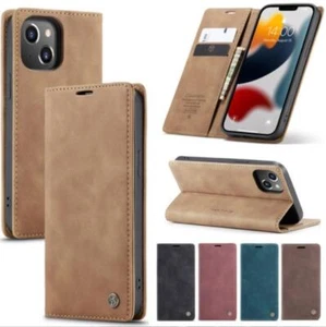 For iPhone 14 13 Pro Max 12 11 XS XR 8 7 6+ Leather Wallet Case Flip Stand Cover - Picture 1 of 17