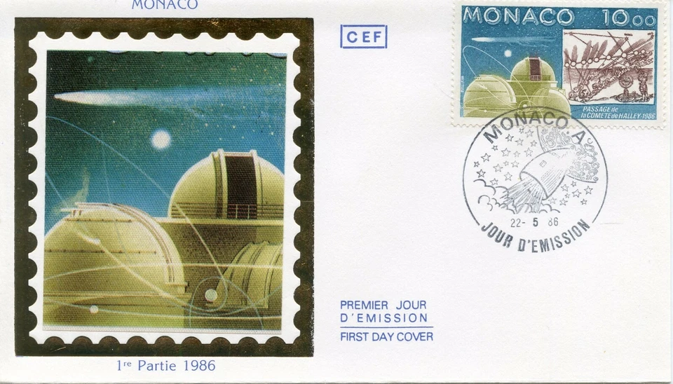 FDC / PREMIER JOUR DE MONACO // ESPACE // PASSAGE DE LA COMETTE DE HALLEY 1986 - Photo 1/1
