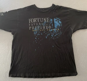 Relentless Defender Black Graphic T-shirt Fortune Favors Prepared L Distressed - Picture 1 of 6