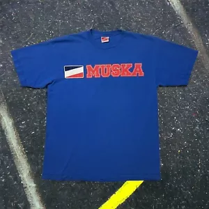 Camiseta Azul Vintage Años 90 Shorty's Skateboards Chad Muska Flag Logo Talla XL Rara - Imagen 1 de 14