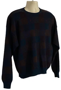 Vtg Consensus men sweater XL relaxed Multi Geometric Cosby Retro 90s wool blend - Picture 1 of 6