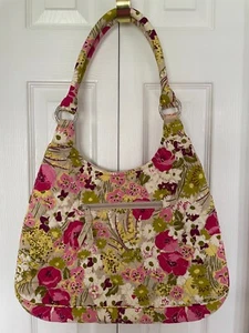 Vera Bradley Make Me Blush Floral Large Hobo Shoulder Bag Pink Green Yellow - Picture 1 of 12