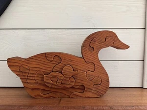 Vintage Mid-Century Folk Art Hand-Carved Wooden Duck Puzzle - Picture 1 of 9